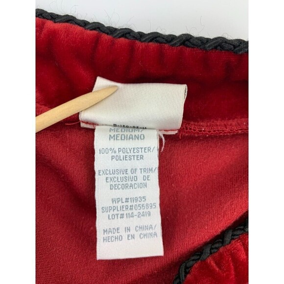 Delicates Red Velour Robe Zip Lounger Long Embroidered Vintage Womens Medium - Picture 10 of 16